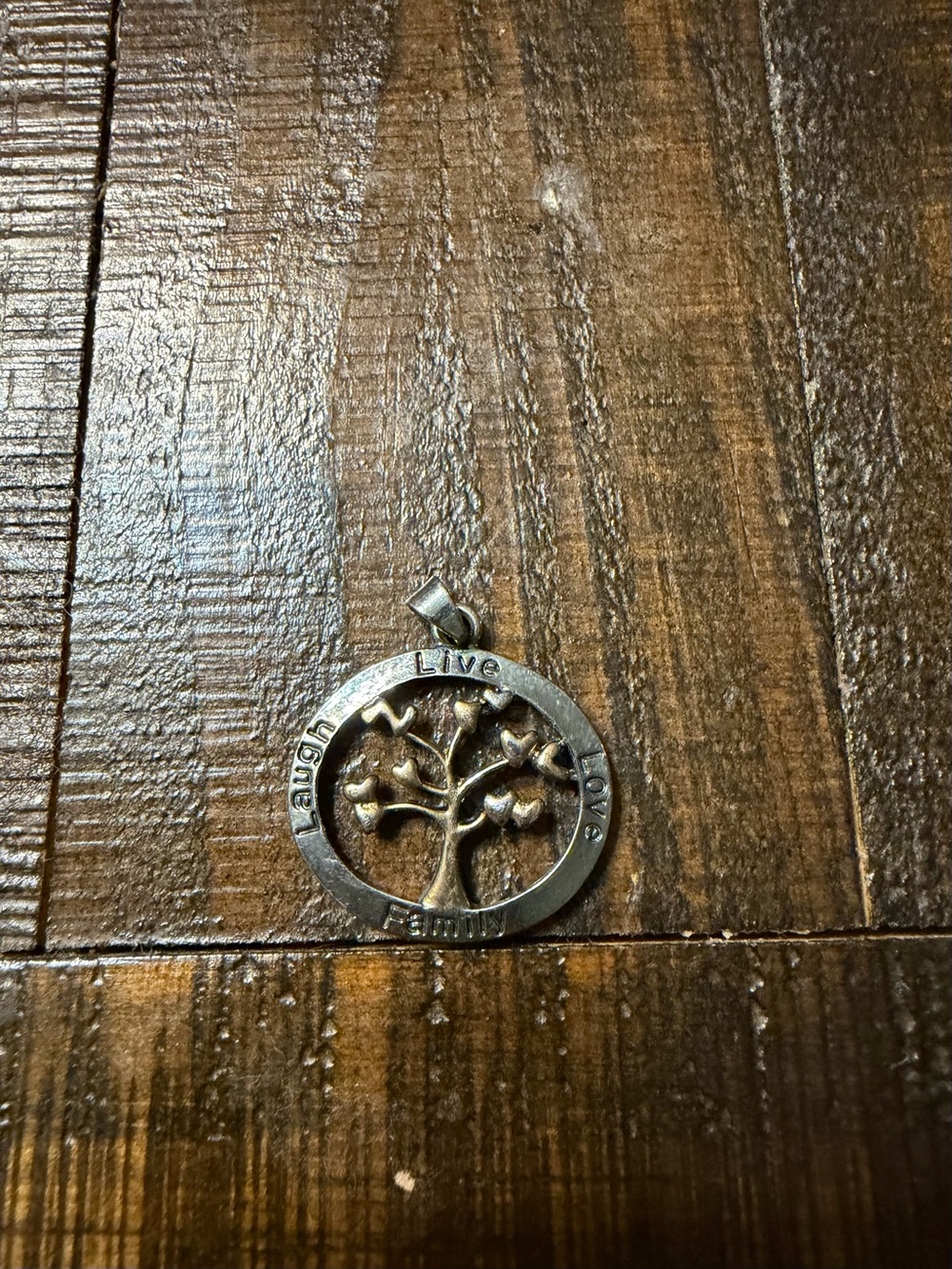 Silver Tree of Life Pendant Necklace - Live Laugh Love Family